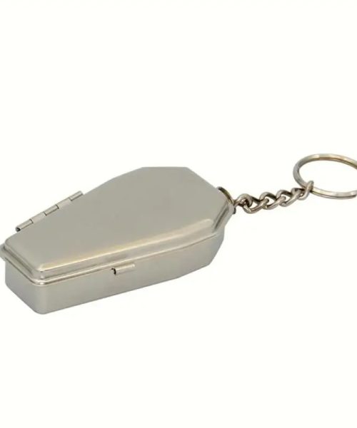 Cendrier de poche cercueil ouvert avec porte-cigarette