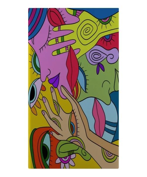 Boîte à cigarettes peinture motif huile abstraite orange