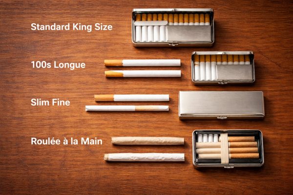 Comparatif des formats de cigarettes et étuis compatibles — slim, standard, 100s