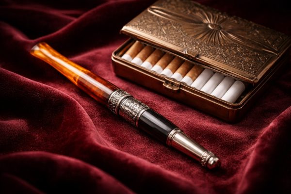 Porte-cigarette vintage élégant en métal, accessoire rétro à la mode